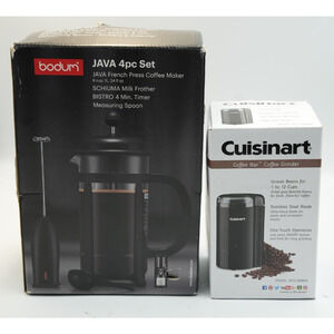 Bodum JAVA 4pc French Press Set + Cuisinart DGC-20BK Coffee Grinder – Combo Set